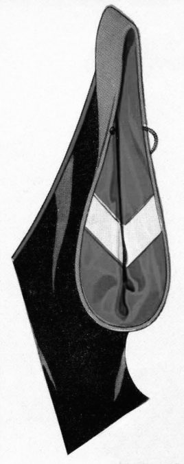 An illustration of a bachelor's hood with a heraldic pattern of this type in a Collegiate Cap and Gown Company catalogue from the mid-1930s.